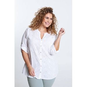 Paprika Lange, effen blouse met borduurwerk vooraan en pailletten