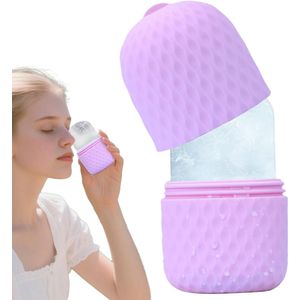 Siliconen ijsroller, verkoelende rollermal voor gezicht en hals, ergonomische handgreep, huidverzorgingstool, draagbare mal voor op reis, zakenreis - roze