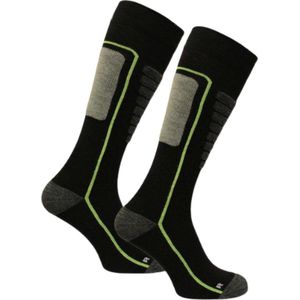 Norfolk Skisokken - Merino Wol Skisokken - Schokabsorptie - Naadloos - Zacht, Warm en Droog - Zwart - Maat 35-38 - Courchevel