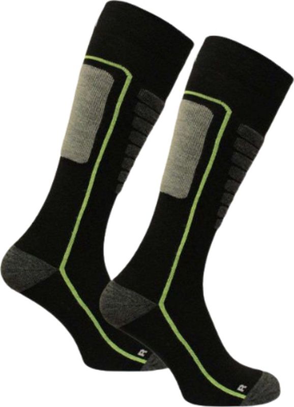 Norfolk Skisokken - Merino Wol Skisokken - Schokabsorptie - Naadloos - Zacht, Warm en Droog - Zwart - Maat 35-38 - Courchevel