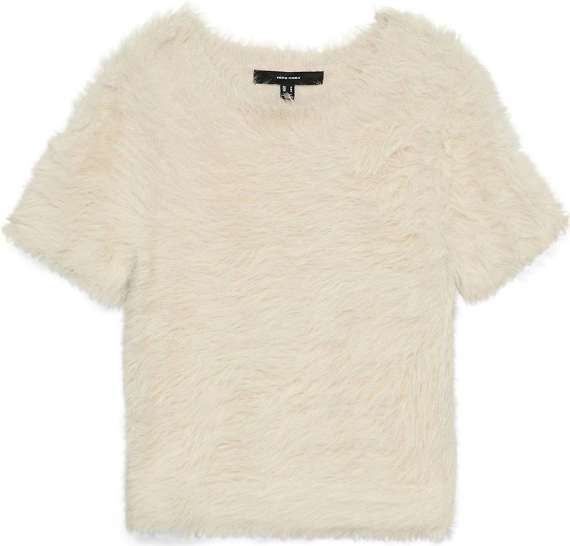 Vero Moda - Vmfluffy Ss O-neck Pullover - Trui - Birch - Dames