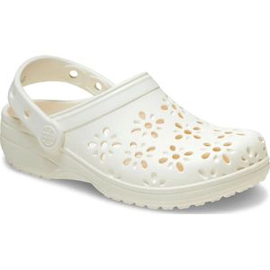 Crocs - Toddler Classic Floral Cut Out Clog - Slippers - Chalk - Croslite