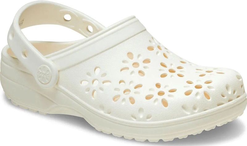 Crocs - Toddler Classic Floral Cut Out Clog - Slippers - Chalk - Croslite