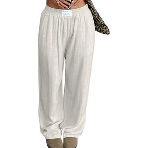 Livano Linnen Broek Dames - Zomerbroek - Volwassenen - Lange Broek - Pantalon - Strandbroek - Zomer - Ibiza Stijl - Beige - Maat S
