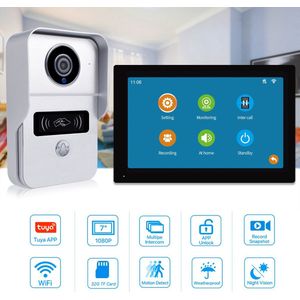 Draadloze Video Deurbel Systeem - Wifi - Smart - 1080P - Deurtelefoon - Deurcamera - 7 Inch - Waterdicht - Touchscreen - Video Intercom - 32Gb Sd Kaart - Beveiliging - Intercomsysteem - Opneembaar