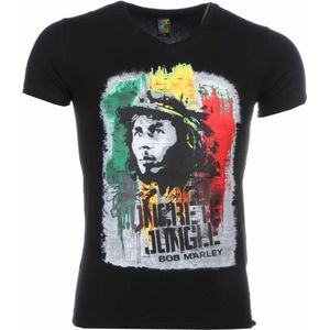 T-shirt - Bob Marley Concrete Jungle Print - Zwart