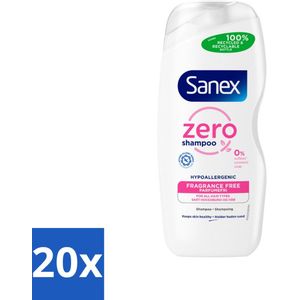 20 x Sanex - Shampoo - Zero% Normal Hair - Milde Reiniging - 250 ml - Sanex Zero% Shampoo - Milde Shampoo - Normaal Haar Shampoo - 100% Natuurlijke Ingrediënten - PH-neutraal Shampoo