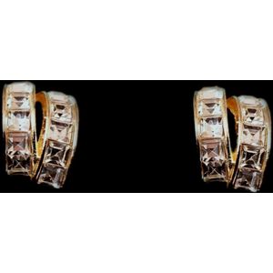 Kristallen 'Princess' oorstekers - zirkonen ringetjes - Gaia Jewellery - 18k goldplated - oorbellen - squared crystal
