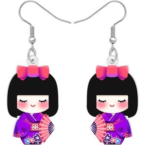 Leuke Japanse Kawaii Kimono Jurk Parasol Oorbellen voor Vrouwen - Dangle Drop - Mode Sieraden - Charm Party Gift