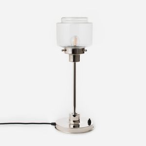Art Deco Trade - Slanke Tafellamp Getrapte Cilinder Small Helder 20's Nikkel