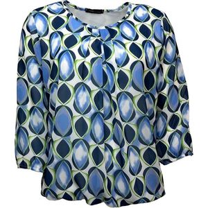 Pink Lady dames blouse - blouse LM - N103 - blauw print - maat 50