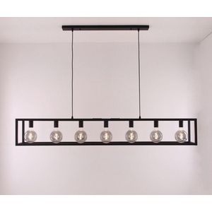 Freelight Esteso - hanglamp 7xE27 - breedte 170cm -open kooi rechthoek zwart