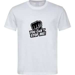 Wit T-Shirt met “You Can't stop Me “ print Zwart  Size XS