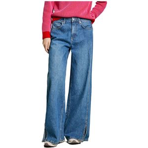 Jeans - Middenblauw - Denim - Wijde Pijpen - Middelhoge Taille