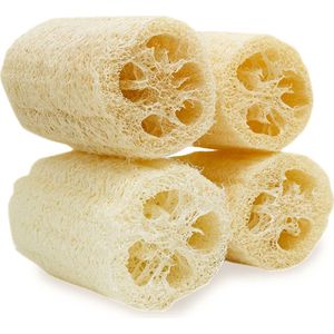 Loofah Douche Spons - Plantgebaseerd - 4 Stuks - Bodyscrubber & Gezichtsreiniger - Duurzame Afwaspons - Natuurspons - Plasticvrij - Loofah Body Sponge - Soft