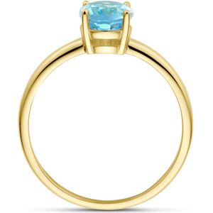 Ring - Blauw - Topaas - 14k Geelgouden Ring - 8x6mm