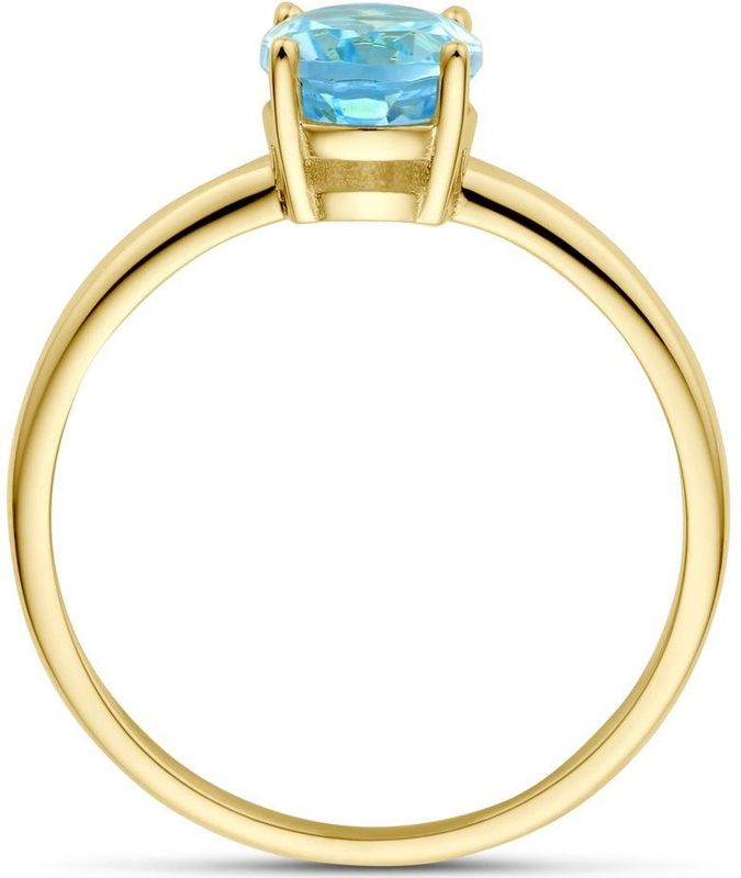 Ring - Blauw - Topaas - 14k Geelgouden Ring - 8x6mm