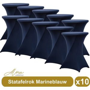 Statafelrok marineblauw 80 cm - per 10 - partytafel - Alora tafelrok voor statafel - Statafelhoes - Bruiloft - Cocktailparty - Stretch Rok - Set van 10