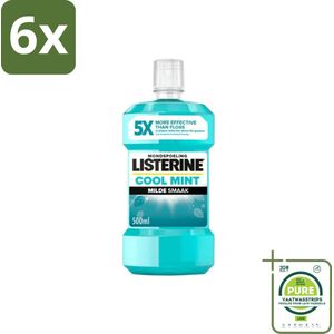 Listerine – Mondwater – Cool Mint – Milde smaak zonder alcohol – 500 ml - Voordeelverpakking - 6 stuks - Mondwater - Mondhygiëne