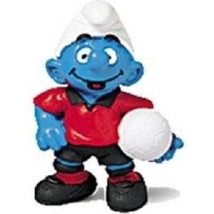 Voetballer smurf - poppetje in rood tenue - Schleich  6 cm - De smurfen