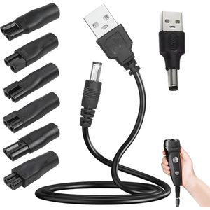 USB Scheerapparaatoplader met 7 Adapters - Universele Oplader voor Elektrische Scheerapparaten