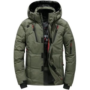 Heren Winterjas – Dikke Gewatteerde Parka met Capuchon – Warme Waterdichte Jas – Casual Outdoor Jas met Eendendons Vulling – Winddicht & Ademend
