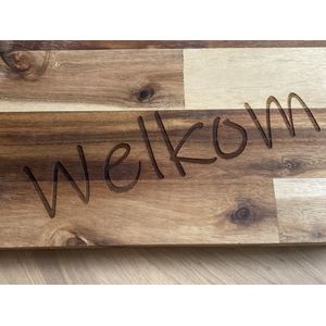 Luxe acasiahout borrelplank/tapasplank/serveerplank met tekst, BRABANT, aan 2 kanten gegraveerd. Welkom/Houdoe
