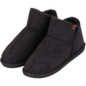 Heat Essentials - Suede Pantoffels Dames - Donkergrijs - 37/38 - Dames Pantoffels - Sloffen Dames
