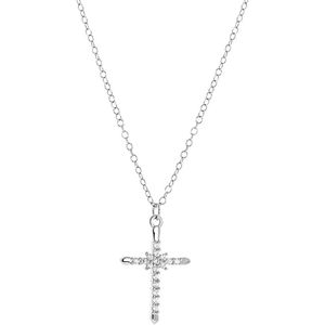 Lucardi Dames Zilveren ketting met hanger kruis zirkonia - Ketting - 925 Zilver - Zilverkleurig - 48 cm