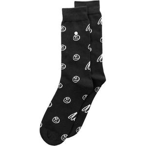 Alfredo Gonzales Tough Smiley Logo Sock Zwart/Wit, Maat S (38/41)