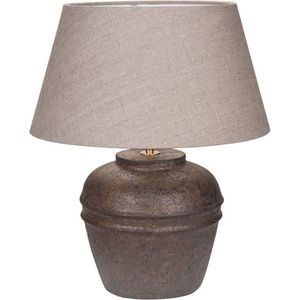Tafellamp Mini Hampton | 1 lichts | bruin | keramiek / stof | Ø 25 cm | 43 cm hoog | landelijk / klassiek / sfeervol design