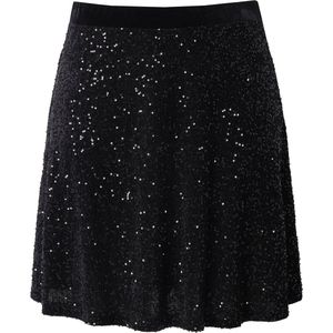 MIAMODA MIAMODA - Dames - Cirkelrok met pailletten kort en wijd elastische tailleband - Zwart - Maat 42