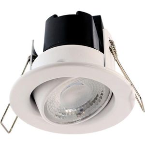 HOFTRONIC Malta - Kantelbare inbouwspot - LED - Rond zaagmaat 60-67mm - Wit - Dimbaar - 5 Watt - 480 lumen - 230V - 2700K Extra warm wit - Plafondspots - Inbouwspot voor badkamer en buiten - 5 jaar garantie