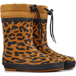 *gevoerd* FashionBootZ regenlaarsjes leopard Bruin - Zwart-35.5