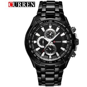 Curren Black Steel - Heren Horloge - Staal - Zwart - 48 mm