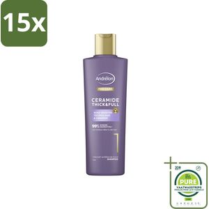 15 x Andrélon – Shampoo – Pro Care – 250 ml - Grootverpakking - Dikker Haar - Versterkt Haar - Haaruitval Verminderen - Breukbestendig Haar - Ceramide Shampoo