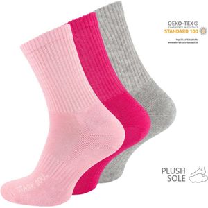 Sportsokken met badstof zool - Gekamd katoen - 3-Pack - Roze/Fuchsia/Grijs