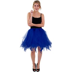 PartyXplosion - Dans & Entertainment Kostuum - Dizzling Petticoat Donkerblauw 65 Centimeter Vrouw - Blauw - Medium - Halloween - Verkleedkleding