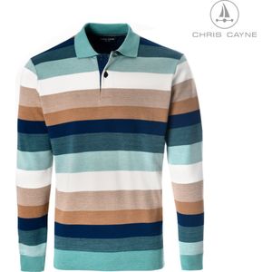 Chris Cayne - heren - sweatshirt - streep - mint - polokraag - maat 3XL