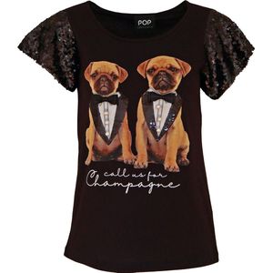 Verysimple • zwart t-shirt met honden • maat M (IT44)
