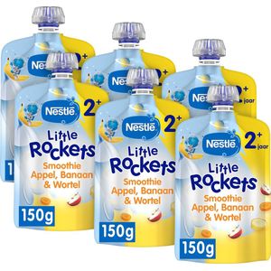 Nestlé Little Rockets Knijpfruit Appel Banaan Wortel - Babyvoeding Tussendoortjes 2+ jaar - 6x150g