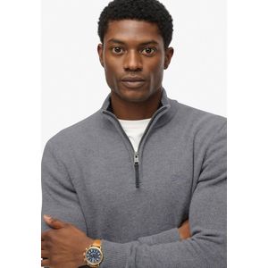 Superdry - Wool Blend Half Zip Jumper - Grijs - Gebreide Trui