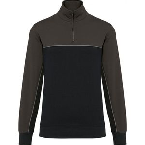Sweatshirt Unisex 3XL WK. Designed To Work 1/4-ritskraag Lange mouw Black / Dark Grey 60% Katoen, 40% Polyester