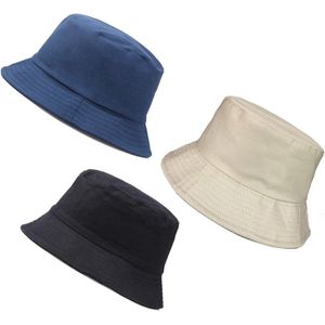 3-Set Bucket Hats ASTRADAVI - vissershoedje - zonnehoedje - 100% Katoenen Emmer Hoeden voor Dames & Heren. Zwart, Marineblauw, Beige (3 Stuks)