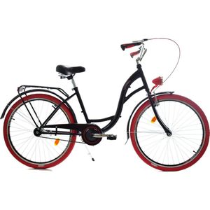 Meisjesfiets - 26 inch - robuust - rood zwart - Dallas Bike