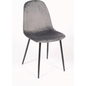 Set van 4 Eetkamer Stoelen - Stoel Marina - Velvet Grijs - Promoties - zwarte metalen poten