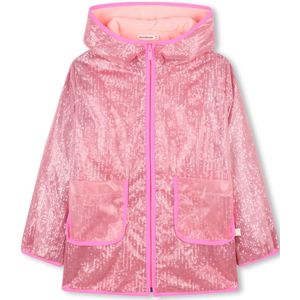 Regenjas met pailletten en fleecevoering roze 140