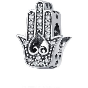 Hamsa hand van Fatima bedel | Fatima zirkonia bead | bedels beads cadeau | Zilverana | geschikt voor alle bekende merken | 925 zilver | moederdag