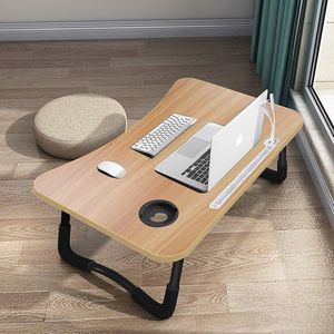 Inklapbare Laptoptafel met USB-Oplaadpoorten, Lade en Houder voor Tablet en Beker - Multifunctioneel Bureau voor Thuis en Kantoor