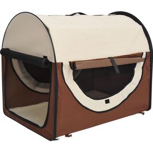 Honden Draagtas - Reisbench - Reismand Hond - Dieren Transport Box - Opvouwbaar - Maat M - 61x46x51 cm - Koffie Creme